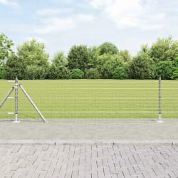 vidaXL Clôture Euro avec 7 poteaux flasques 0,6x10 m Acier Galvanisé