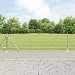 vidaXL Clôture Euro avec 7 poteaux flanqués 0.4x10 m en acier galva