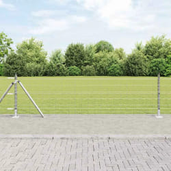 vidaXL Clôture Euro avec 13 Poteaux Flangés 0.4x25 m Acier Galvanisé