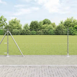 vidaXL Clôture Euro avec 13 Poteaux Flanqués 1x25 m Acier Galvanisé