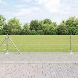 vidaXL Clôture Euro avec 13 poteaux à bride 0.6x50 m en acier galvanisé