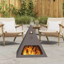 Brasero Pyramide Noir 50x50x51 cm Acier vidaXL