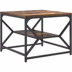 Cette table basse affiche un look industriel moderne avec sa surface en chêne fumé et son cadre en métal noir. Avec ses dimen ...