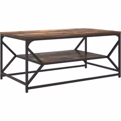 Cette table basse avec son joli fini en chêne fumé, ajoute une touche industrielle à ton espace. Son plateau en bois mécaniqu ...