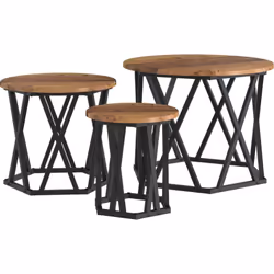 Cet ensemble de tables basses rondes rustiques ajoute une touche stylée à votre espace de vie tout en étant super pratique. L ...