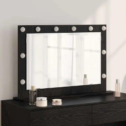 vidaXL Miroir de Maquillage avec Lumières LED Chêne Noir 80x55x18 cm