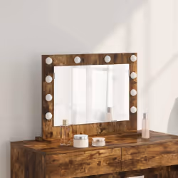 vidaXL Miroir de vanité Chêne fumé Bois, Verre 60 x 45 x 18 cm Miroir