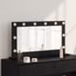 vidaXL Miroir de maquillage avec éclairage LED Bois noir 80x45x18 cm