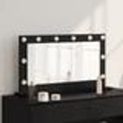 vidaXL Miroir de maquillage avec éclairage LED Bois noir 80x45x18 cm