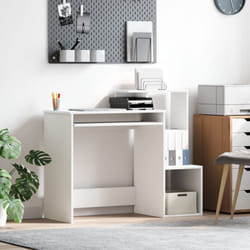 Vidaxl - Bureau blanc Blanc Panneau d'aggloméré Standard Rangement