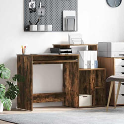 Bureau Avec Rangement Chêne Fumé 120.5 X 44 X 88.5 Cm Vidaxl