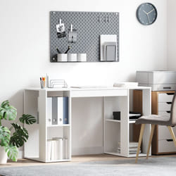 Bureau blanc Blanc Panneau de particules Moyen Rangement Vidaxl