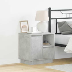 vidaXL Table de chevet avec LED gris béton 50x345 x 50cm table de nuit moderne en bois reconstitué rangement compact 869584