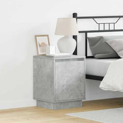 vidaXL Table de nuit grise en béton avec LED intégrées au design moderne. Cest un meuble compact parfait pour la chambre. 869600