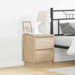 vidaXL Table de chevet avec lumières LED en chêne Sonoma table de nuit moderne. Tiroirs avec fermeture douce super pour le 869614