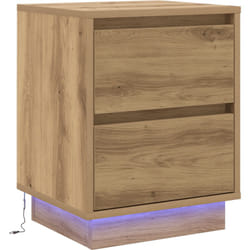 Vidaxl - Table de chevet avec lumières led en chêne artisanal 39x34.5x50 cm