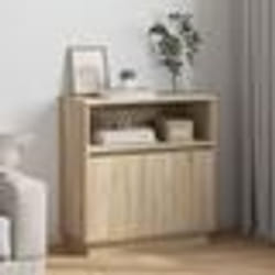 Buffet bas - vidaXL - Chêne Sonoma - Éclairage LED - Rangement fonctionnel - Contemporain