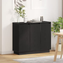 Buffet Avec Led En Chêne Noir 90x32x75 Cm En Bois D'Ingénierie Vidaxl