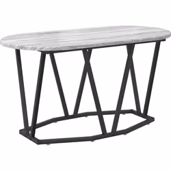 Cette table basse ovale moderne apporte du charme industriel à n'importe quel salon. Elle mixe un design audacieux avec côté ...