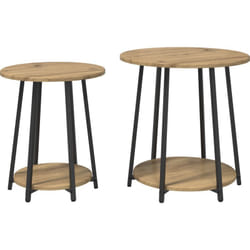 Vidaxl - Ensemble de 2 tables d'appoint en chêne artisanal avec bois reconstitué et métal
