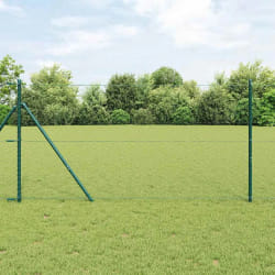 vidaXL Clôture avec poteaux Vert 1.2 x 10 m Acier recouvert de PVC