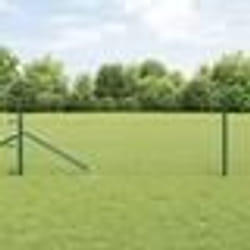 vidaXL Kit de clôture Set de 2 Vert forêt Métal, plastique 25 x 0,5 m