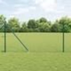 vidaXL Ensemble de Clôture Set de 2 Vert Foncé Métal 25m x 1m