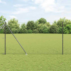 vidaXL Clôture avec poteaux Gris 1.6 x 10 m Acier recouvert de PVC