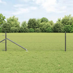 vidaXL Clôture avec poteaux Gris 0.4 x 25 m Acier recouvert de PVC