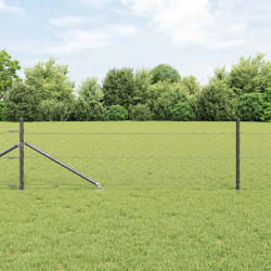 vidaXL Clôture avec poteaux Gris 0,8 x 50 m Acier recouvert de PVC
