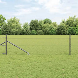 vidaXL Clôture avec poteaux Gris 0,8 x 100 m Acier recouvert de PVC