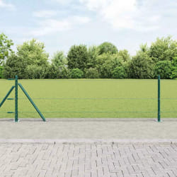 vidaXL Clôture avec poteaux Vert 0.6 x 25 m Acier recouvert de PVC