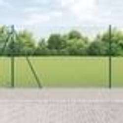vidaXL Kit de Clôture Set de 2 Vert Métal, PVC 25 x 1,5 m Durable