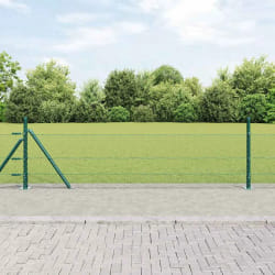 vidaXL Clôture avec poteaux Vert 0.5 x 50 m Acier recouvert de PVC
