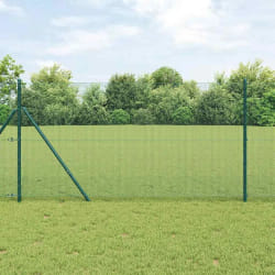 vidaXL Clôture avec poteaux Vert 1.2 x 10 m Acier