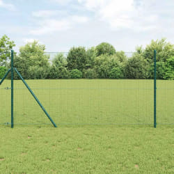 vidaXL Clôture avec poteaux Vert 1.2 x 10 m Acier