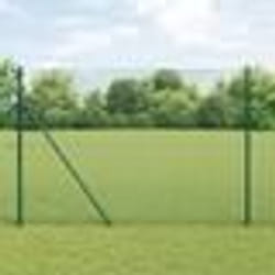 vidaXL Clôture en fil soudé avec 7 poteaux Vert 1,5x10 m Acier