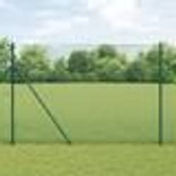 vidaXL Clôture en fil soudé avec 7 poteaux Vert 1,6x10 m Acier