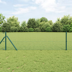 vidaXL Set de poteaux de clôture vert revêtu de PVC Lot de 2 25 x 0.5 m