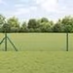 vidaXL Clôture en Fil Soudé avec 13 Poteaux Vert 0.8x50 m Acier