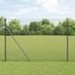 vidaXL Clôture en fil soudé avec 7 poteaux Gris 1,6x10 m Acier