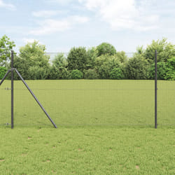 vidaXL Grillage en fil soudé avec 13 poteaux gris 1,2x25 m en acier