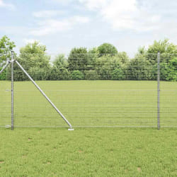 vidaXL Clôture en fil soudé avec 13 poteaux à pointe 1,2x25 m en acier galvanisé