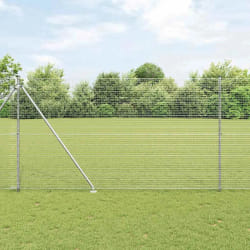 vidaXL Clôture en fil soudé avec 13 poteaux à pointe 1,6x25 m en acier galvanisé