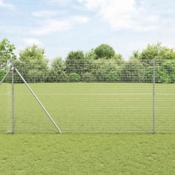 vidaXL Clôture en Fil Soudé avec 13 Poteaux d'Ancrage 1.5x50 m Acier Galvanisé