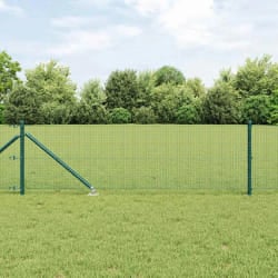 vidaXL Clôture en fil soudé avec 7 poteaux à pointe Vert 0.4x10 m Acier