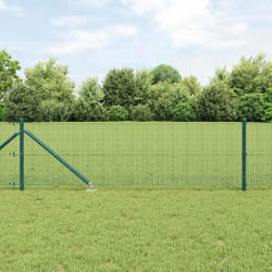 vidaXL Ensemble de poteaux de clôture Pack de 2 Vert Métal 10 x 0,5 m