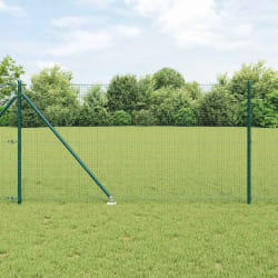 vidaXL Set de poteaux de clôture 2 pièces Vert Acier revêtu de poudre