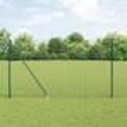 vidaXL Clôture en fil soudé avec 7 poteaux à piquets verts 1,6 x 10 m en acier