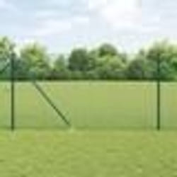 vidaXL Clôture en fil soudé avec 13 poteaux à pointe Vert 1.4x25 m Acier
